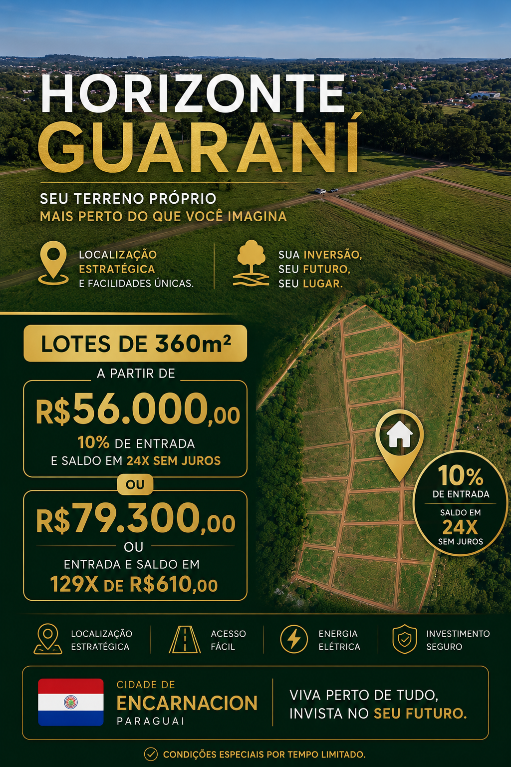 Casa em construção no loteamento